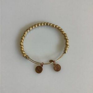 Alex and Ani Bracelet Bangle Light Gold Tone Balls Beads Pre-Owned